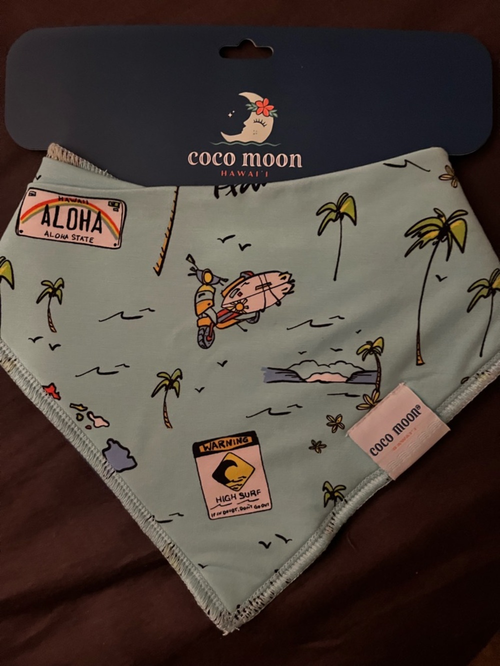 Coco Moon Kids' Bandana Bib in Mint Green - Aloha Surf Print